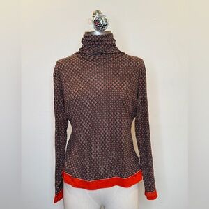 Charles Nolan, Vintage, Silk Light Weight Turtleneck Long Sleeve Top, Size S/M